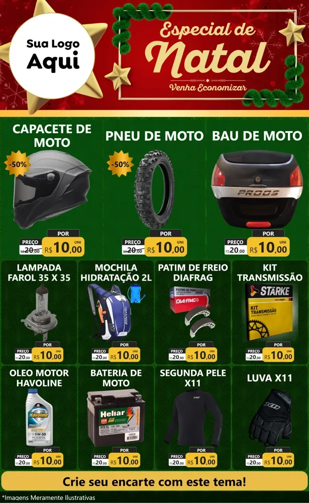 Modelo de Encarte para Encarte Grande com o tema Especial de Natal para Moto peças