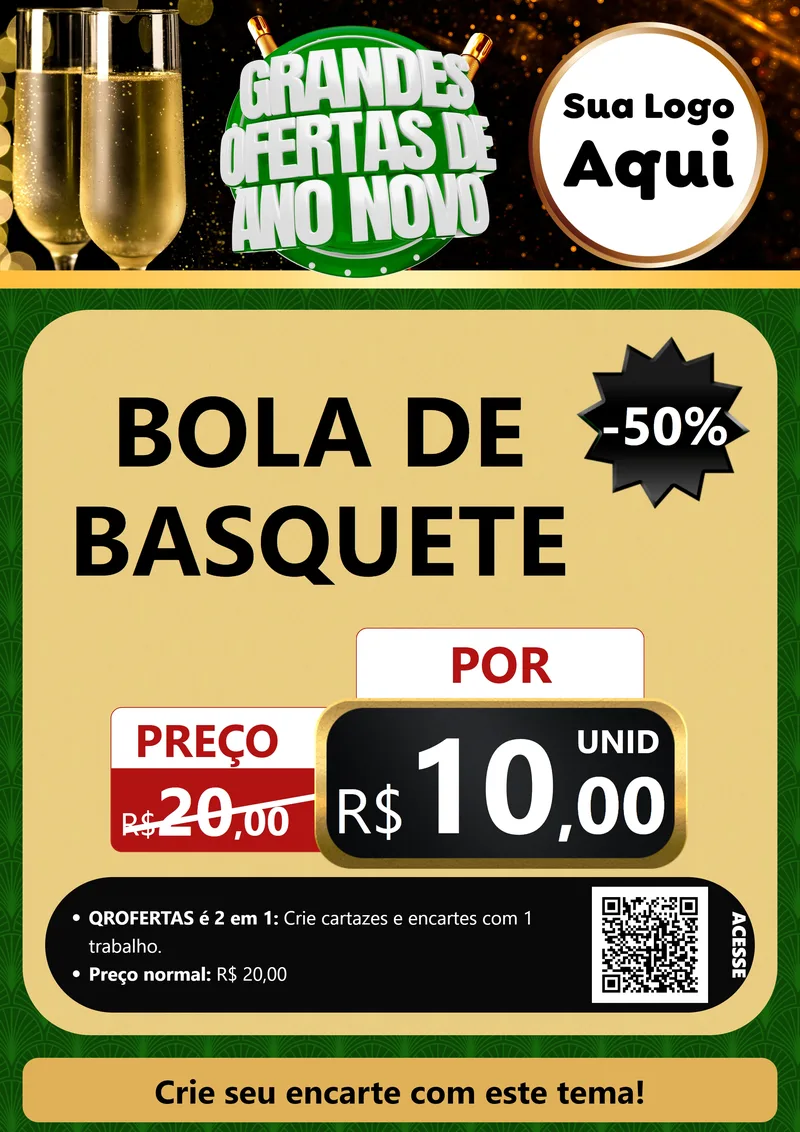Modelo de Cartaz para Cartaz A4 Vertical com o tema Grandes Ofertas de Ano Novo para Artigos Esportivos