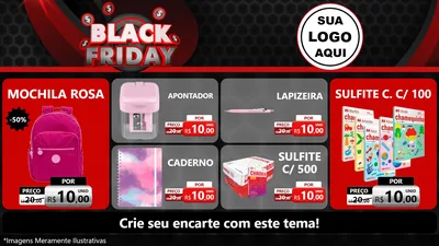 Modelo de TV para TV Horizontal com o tema Black Friday para Papelaria