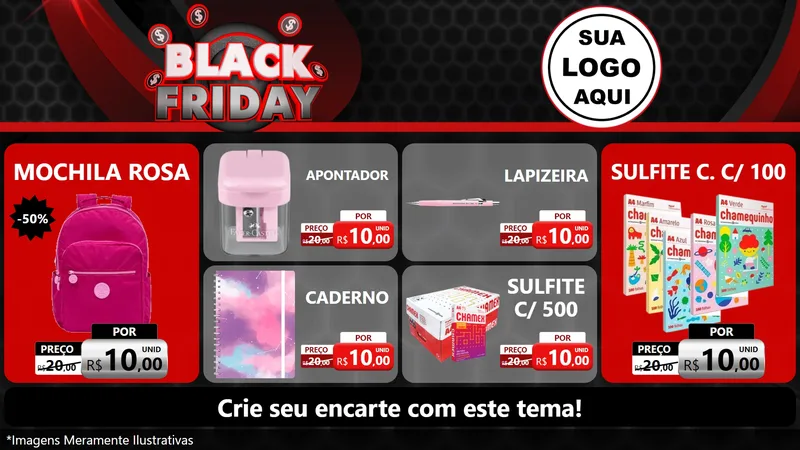 Modelo de TV para TV Horizontal com o tema Black Friday para Papelaria