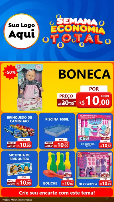 Modelo de Rede Social para Stories com o tema Semana Economia Total para Brinquedos