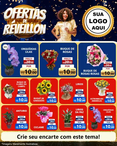 Modelo de Rede Social para Feed Instagram com o tema Ofertas de Réveillon para Floricultura e jardim
