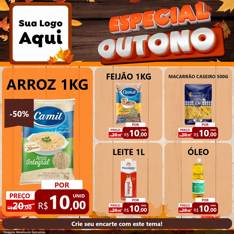 Modelo de Rede Social para Feed Facebook com o tema Especial Outono para Supermercado