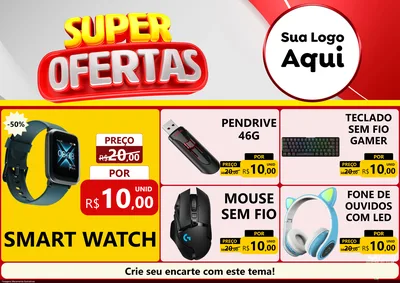 Modelo de Encarte para Encarte A4 Horizontal com o tema Super Ofertas para Informática