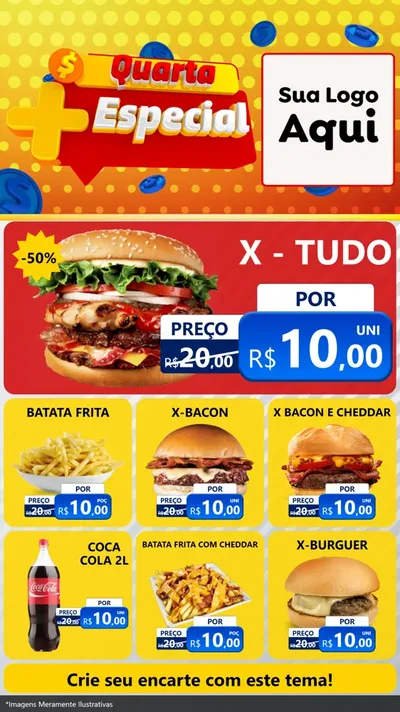 Modelo de Rede Social para Stories com o tema Quarta Mais Especial para Hamburgueria