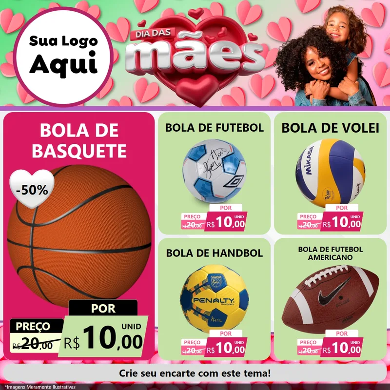 Modelo de Rede Social para Feed Facebook com o tema Dia das Mães para Artigos Esportivos