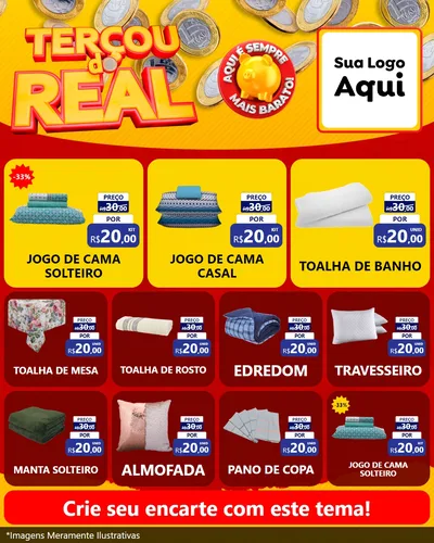 Modelo de Rede Social para Feed Instagram com o tema Terçou do Real para Cama, Mesa e Banho