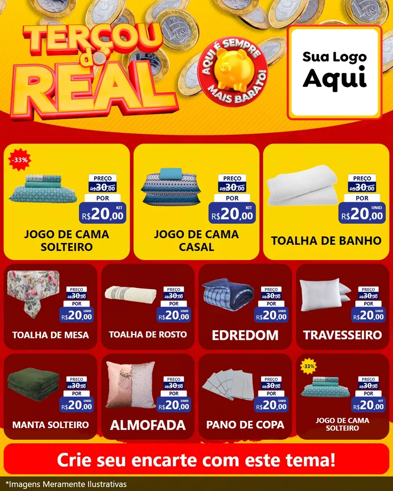 Modelo de Rede Social para Feed Instagram com o tema Terçou do Real para Cama, Mesa e Banho