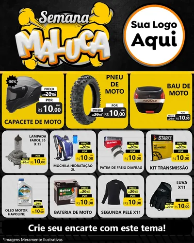 Modelo de Rede Social para Feed Instagram com o tema Semana Maluca para Moto peças