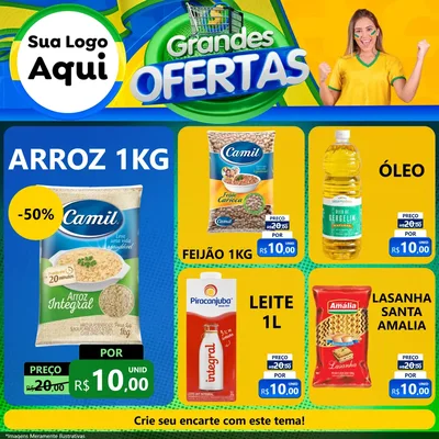 Modelo de Rede Social para Feed Facebook com o tema Grandes Ofertas para Supermercado
