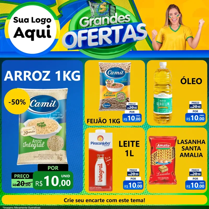 Modelo de Rede Social para Feed Facebook com o tema Grandes Ofertas para Supermercado