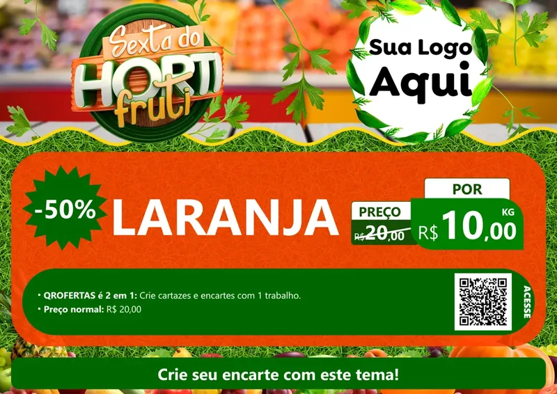 Modelo de Cartaz para Cartaz A4 Horizontal com o tema Sexta do Hortifruti para Hortifrúti