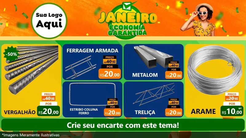 Modelo de TV para TV Horizontal com o tema Janeiro - Economia Garantida para Ferragens
