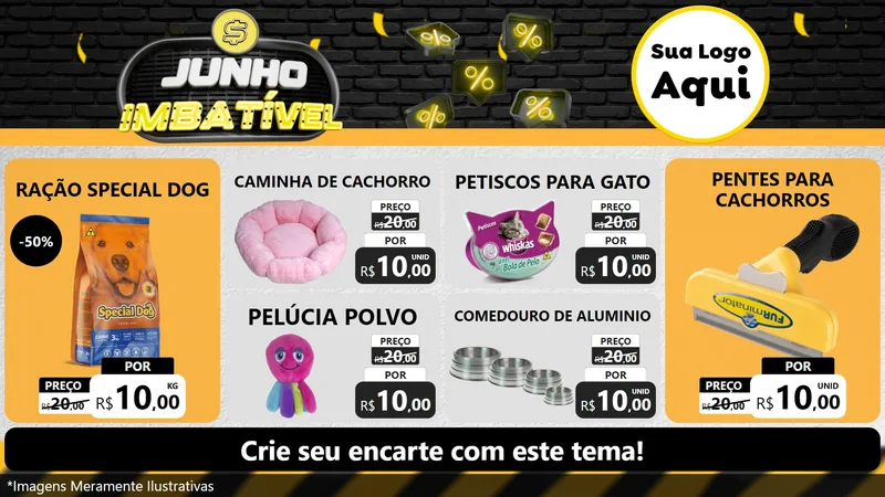 Modelo de TV para TV Horizontal com o tema Junho Imbatível para Pet Shop