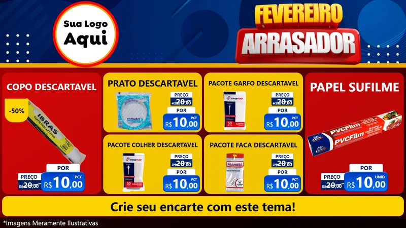 Modelo de TV para TV Horizontal com o tema Fevereiro Arrasador para Embalagens