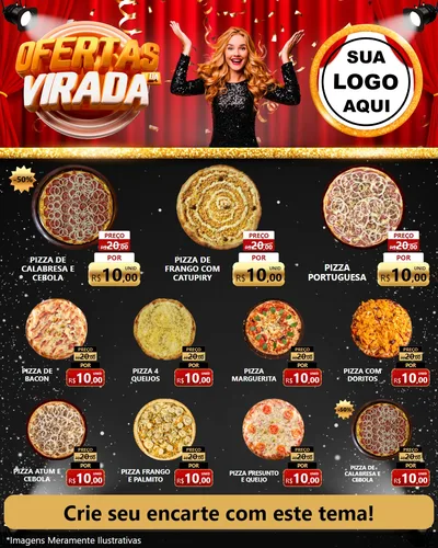 Modelo de Rede Social para Feed Instagram com o tema Ofertas da Virada para Pizzaria