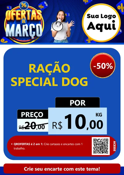 Modelo de Cartaz para Cartaz A4 Vertical com o tema Ofertas de Março para Pet Shop