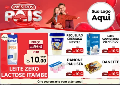 Modelo de Encarte para Encarte A4 Horizontal com o tema Mês dos Pais para Frios e Laticínios