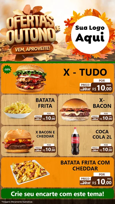 Modelo de TV para TV Vertical com o tema Ofertas de Outono - Vem, Aproveite! para Hamburgueria