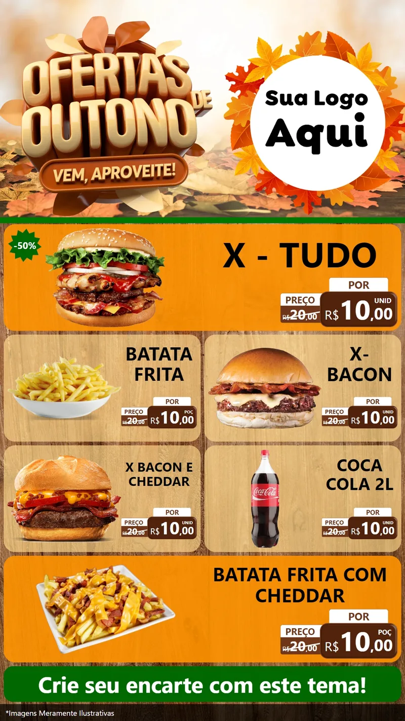 Modelo de TV para TV Vertical com o tema Ofertas de Outono - Vem, Aproveite! para Hamburgueria