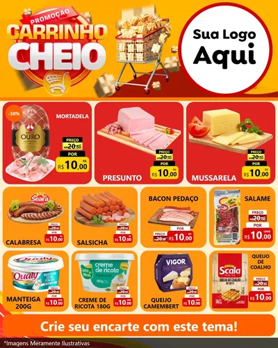 Modelo de Rede Social para Feed Instagram com o tema Promoção carrinho cheio para Frios e Laticínios
