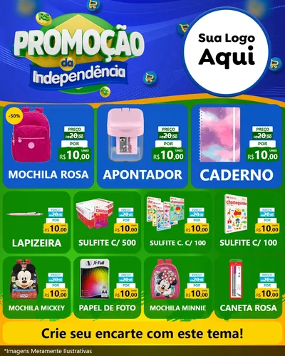 Modelo de Rede Social para Feed Instagram com o tema Promoção da Independência para Papelaria