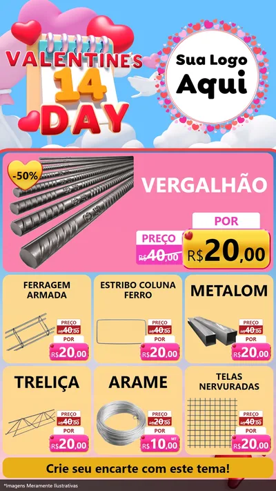 Modelo de Rede Social para Stories com o tema Valentine's Day para Ferragens