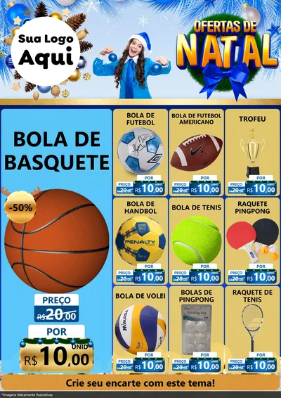 Modelo de Encarte para Encarte A4 Vertical com o tema Ofertas de Natal para Artigos Esportivos