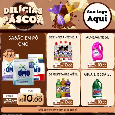Modelo de Rede Social para Feed Facebook com o tema Delícias de Páscoa para Produtos de Limpeza