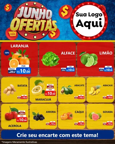 Modelo de Rede Social para Feed Instagram com o tema Junho de Ofertas para Hortifrúti
