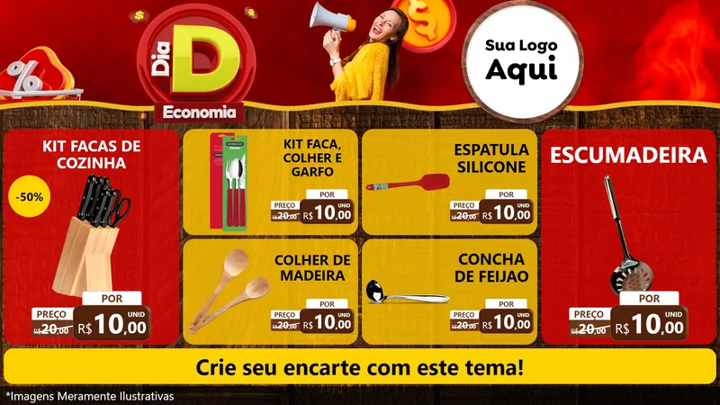 Modelo de TV para TV Horizontal com o tema Dia D Economia para Utilidades Domésticas