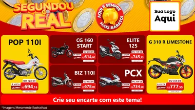 Modelo de TV para TV Horizontal com o tema Segundou do Real para Concessionaria de Motos