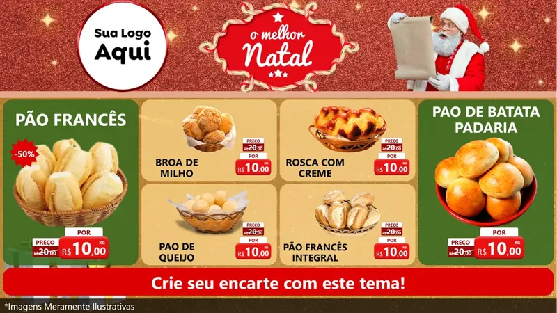 Modelo de TV para TV Horizontal com o tema O Melhor Natal para Padaria
