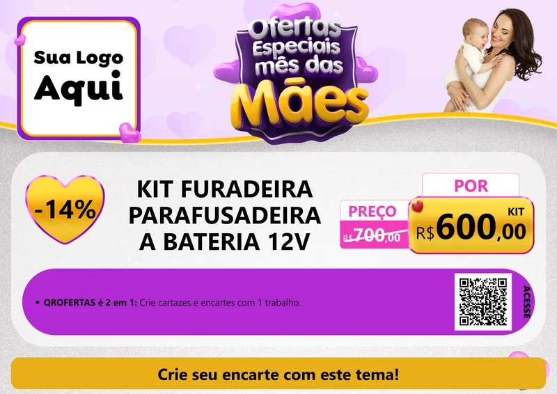 Modelo de Cartaz para Cartaz A4 Horizontal com o tema Ofertas Especiais - Mês das Mães para Maquinas e Ferramentas