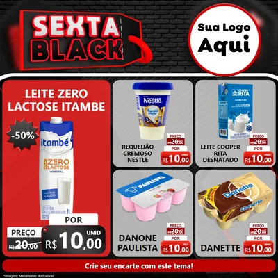 Modelo de Rede Social para Feed Facebook com o tema Sexta Black para Frios e Laticínios