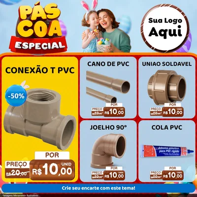 Modelo de Rede Social para Feed Facebook com o tema Páscoa Especial para Tubos e conexões