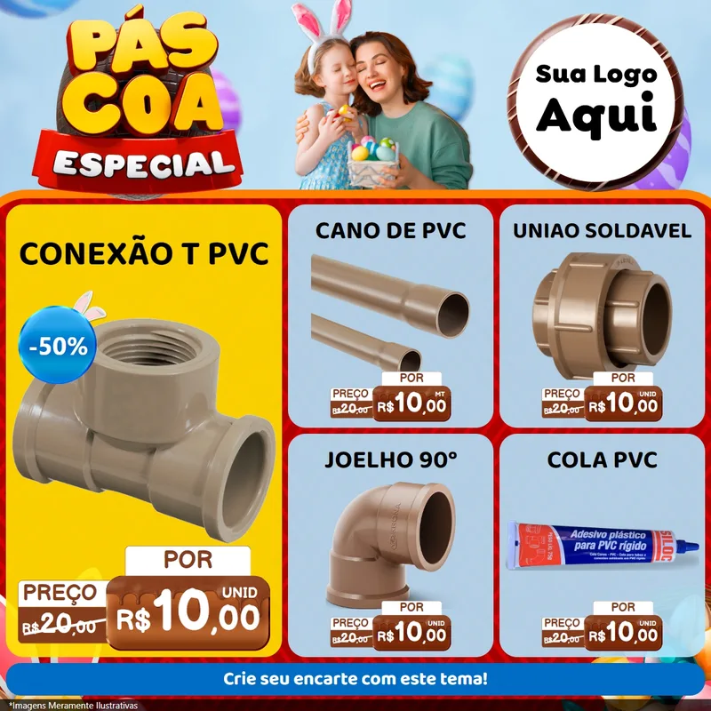 Modelo de Rede Social para Feed Facebook com o tema Páscoa Especial para Tubos e conexões