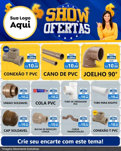 Modelo de Rede Social para Feed Instagram com o tema Show de Ofertas para Tubos e conexões