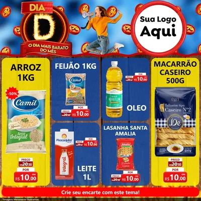 Modelo de Rede Social para Feed Facebook com o tema Dia D - O Dia Mais Barato Do Mês para Supermercado