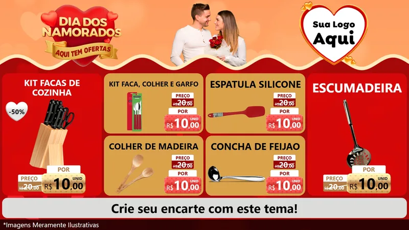 Modelo de TV para TV Horizontal com o tema Dia dos Namorados - Aqui Tem Ofertas para Utilidades Domésticas