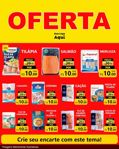Modelo de Rede Social para Feed Instagram com o tema OFERTA - Vermelho Cartaz para Peixaria