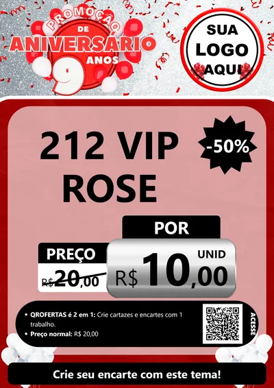 Modelo de Cartaz para Cartaz A4 Vertical com o tema Promoção de Aniversário - 9 Anos para Perfumes