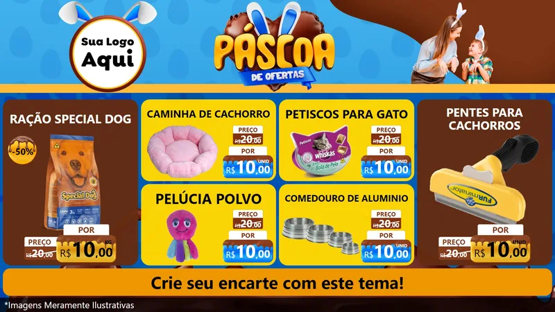 Modelo de TV para TV Horizontal com o tema Páscoa de Ofertas para Pet Shop
