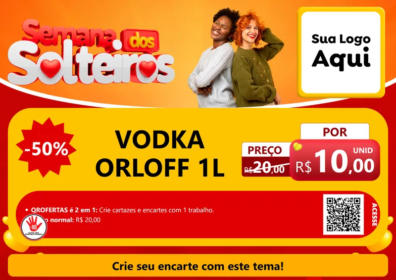 Modelo de Cartaz para Cartaz A4 Horizontal com o tema Semana dos Solteiros para Distribuidora de bebidas