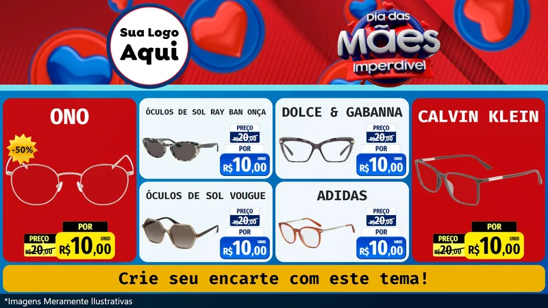 Modelo de TV para TV Horizontal com o tema Dia Das Mães Imperdível para Óticas