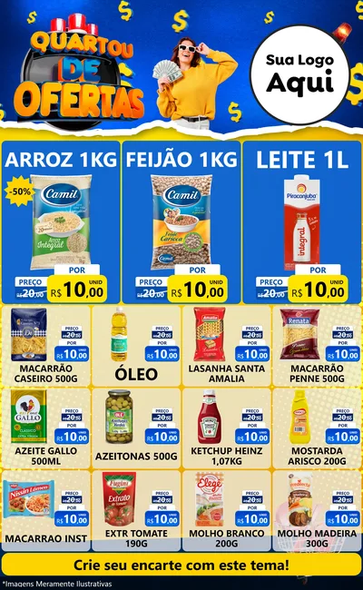 Modelo de Encarte para Encarte Grande com o tema Quartou de Ofertas para Supermercado
