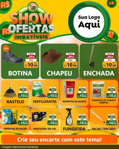 Modelo de Rede Social para Feed Instagram com o tema Show de Ofertas Imbatíveis para Agropecuária
