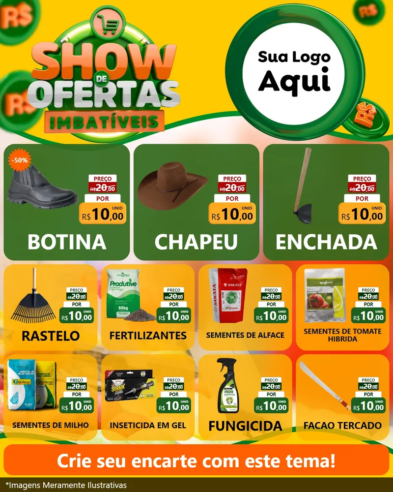 Modelo de Rede Social para Feed Instagram com o tema Show de Ofertas Imbatíveis para Agropecuária