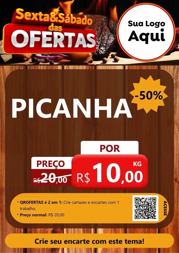 Modelo de Cartaz para Cartaz A4 Vertical com o tema Sexta e Sábado das Ofertas para Açougue