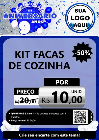 Modelo de Cartaz para Cartaz A4 Vertical com o tema Promoção de Aniversário - 9 Anos para Utilidades Domésticas